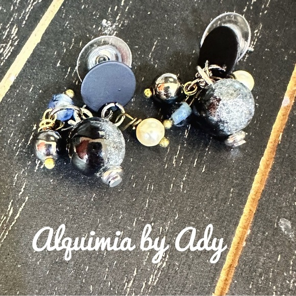 Alquimia Black and Silver Earrings - Picture 1 of 1